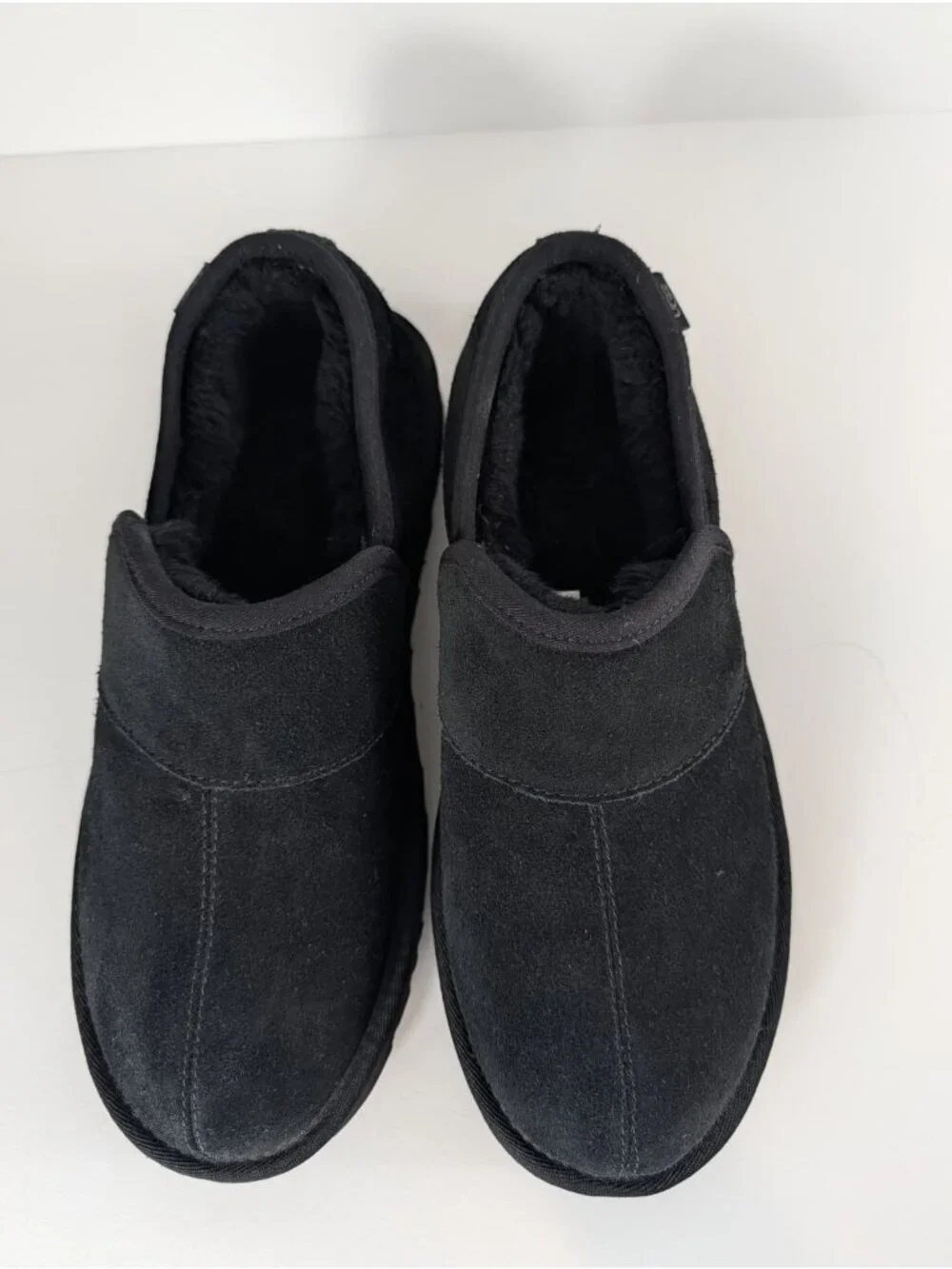 UGG Black Suede Slip-On Moccasin Shoes Men's Size 8 Durable Rubber Sole